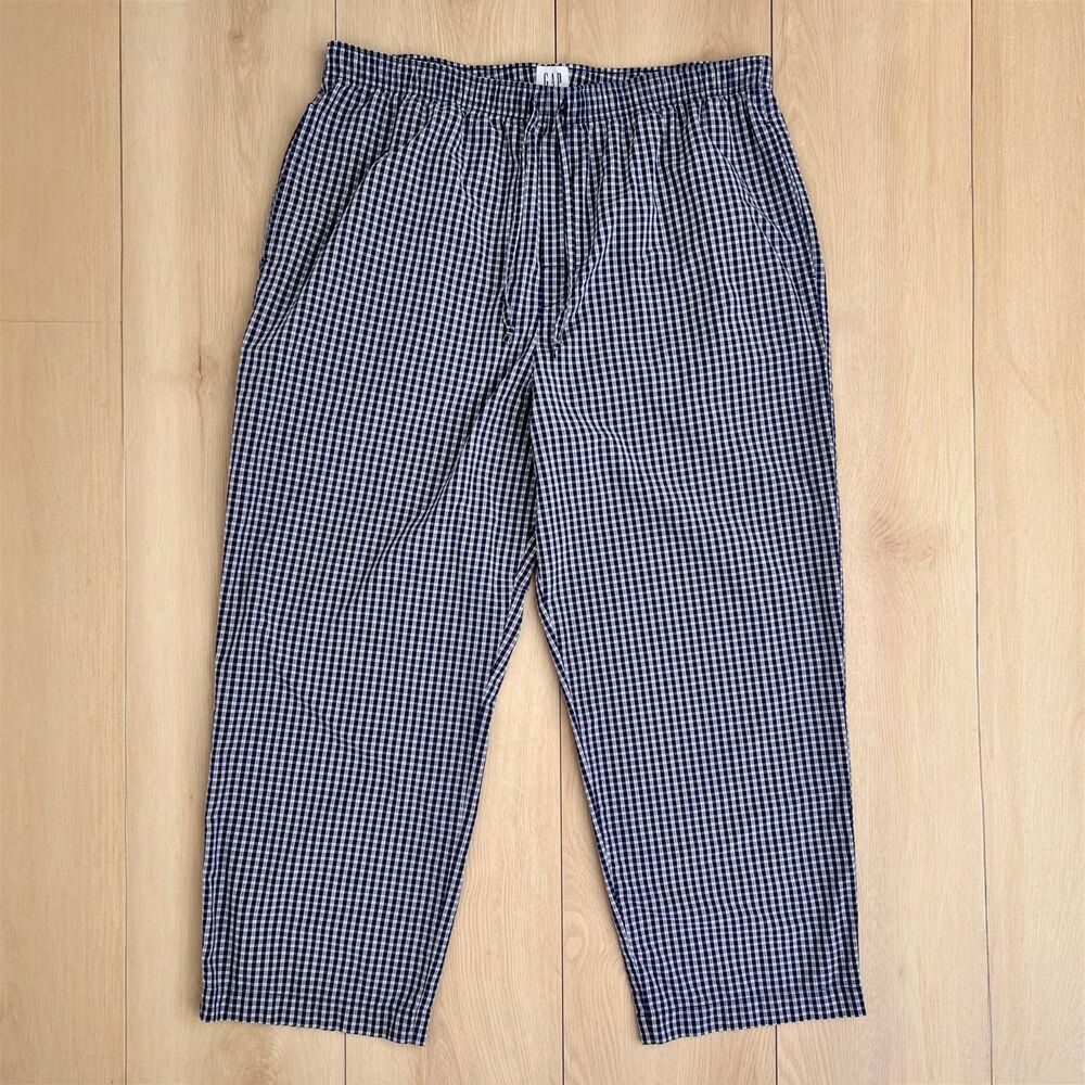 Y2K Gap Body Navy Gingham 100% Cotton Drawstring Men's Pajama Pants Size Large